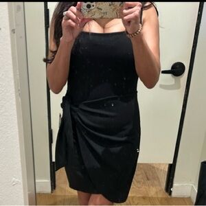 Express Black Scoop Neck Sleeveless Tie Wrap Mini Sheath Dress Size S